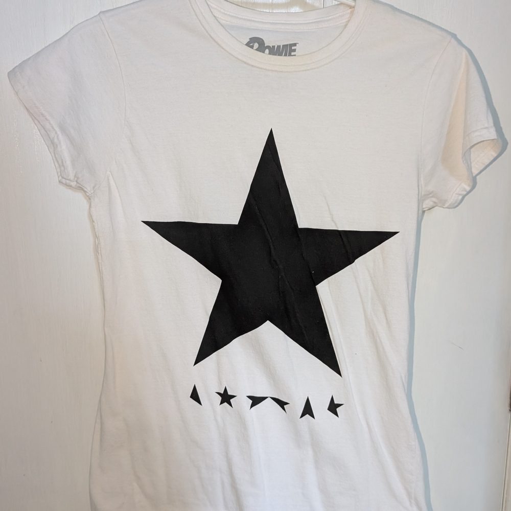 David Bowie White Star Print Short Sleeve Tee